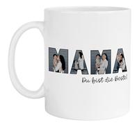 Generisch Tasse photo personnalisée pour la fête des mères - Cadeau pour maman avec sa propre photo - Cadeau de fête des mères - Couronne de fleurs - Cadeau d'anniversaire (Mama, photos uniquement