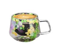 Generisch Tasses à café à double isolation - Tasses à café à double paroi, 200 ml Tasse à double paroi en verre, tasse en verre à double paroi, fusion florale lisse tasse en verre avec poignée