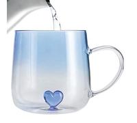 Generisch Tasses à café avec cœur 3D dégradé de couleur, 400 ml, gobelet en verre transparent pour voyage, Noël, cuisine, bar, latte, maison, thé, jus, céréales