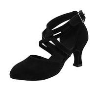 Generisch Tendance pour femme avec talon bas, bout ouvert, sangle de cheville pour des performances élégantes, Noir , 38 EU