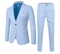 Generisch Tenue baptême garçon enfant tout-petit bébé garçon printemps automne solide manches longues pantalon manteau tenues 2 pièces costume vêtements maillots Allemagne enfants, bleu clair, 12-13