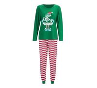 Generisch Tenue de Noël Famille pour Maman, Ensemble de Pyjamas, Vêtements de Maison Imprimés, Haut à Manches Longues et Pantalon, Ensemble Deux Pièces Vêtements de Noël Femmes Drôle, vert, XL