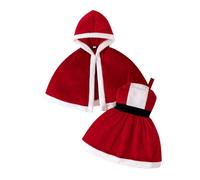Generisch Tenue de Noël pour enfants en bas âge fille polaire sans manches My First Christmas Tenue bébé Robe de Noël Filles Ensembles de vêtements pour bébé garçon, rouge, 4-5 ans