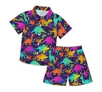 Generisch Tenue décontractée pour garçon avec chemise à manches courtes et short adaptée de deux à treize ans pour les activités quotidiennes ainsi que l'école ou les loisirs, lilas, 10-11 ans
