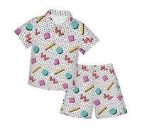 Generisch Tenue décontractée pour garçon avec chemise à manches courtes et short adaptée pour la vie quotidienne, l'école, les loisirs en tailles de deux à treize ans, Blanc., 8-9 ans