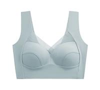 Generisch Tenue d'été pour femme, bonnet en soie glacée, beau dos, sans anneau en acier, soutien-gorge confortable pour le sommeil sportif, body en dentelle pour, bleu clair, L
