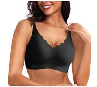 Generisch Tenue d'été pour femme sans armatures, soutien-gorge push-up ondulé, bralettes confortables sans fil, soutien-gorge couvrant tous les jours Livraison gratuite, Noir , M