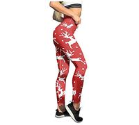 Generisch Tenue du Nouvel An Femme Leggings pour Yoga Running Santa Noël Pantalons Femme Custom Fête de Noël Bonhomme de neige Pantalon de gymnastique, rouge, L