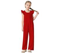 Generisch Tenue pour bébé, salopette, pantalon, vêtements solides, sans manches, avec bretelles, pantalon de pluie pour enfant, rouge, 13-14 ans