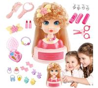Generisch Tête à coiffer - Jouet - Kit d'exercice pour coiffures et coiffage, pour s'entraîner au tressage, fer à friser, outil de maquillage pour les filles à partir de 3 ans