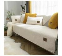 Generisch Thick Fuzzy Housse de canapé antidérapante, en polaire sherpa, imperméable et douce, lavable, sectionnelle, protection de meubles, pour l'automne et l'hiver, 90 x 210 cm, abricot