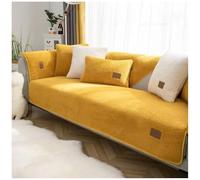 Generisch Thick Fuzzy Housse de canapé antidérapante, en polaire sherpa, imperméable et douce, lavable, protection de meubles en peluche cosy, pour l'automne et l'hiver, 90 x 160 cm, jaune