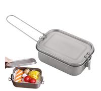Generisch Titane - Récipient alimentaire en métal durable avec poignée pliable, couvercle hermétique, cuisson facile | pour camping, randonnée, chauffage en plein air