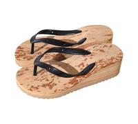 Generisch Tongs à talon compensé pour femme - Élégantes - Noires - Avec talon compensé - Sandales orthopédiques - Tongs antidérapantes - Sandales compensées - Chaussures de sauna, marron, 34 EU