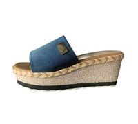 Generisch Tongs compensées pour femme - Chaussures d'été décontractées avec talon compensé tendance pour un usage quotidien, bleu, 42 EU