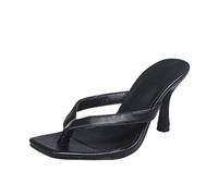 Generisch Tongs en cuir pour femme - Escarpins à talons hauts - Sandales d'été - Sandales d'été - Escarpins à talons hauts - Escarpins pour femme - Élégantes et belles chaussures d'été, Noir , 43 EU