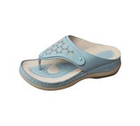 Generisch Tongs orthopédiques pour femme - Avec talon large - Chaussures d'été légères - Sandales confortables - Sandales à bout ouvert - Chaussures compensées - Chaussures pieds nus, bleu ciel, 43 EU