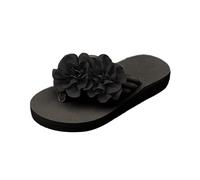 Generisch Tongs pour femme 2025 | Sandales pour femme | Sandales plates en maille à fleurs avec semelle confortable | Sandales de plage légères et lavables pour femme | Application florale Sandales de