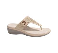 Generisch Tongs pour femme avec talon compensé - Tongs d'été - Sandales plates avec strass - Antidérapantes - Semelle intérieure souple - Sandales de bain - Sandales de plage, beige, 38 EU