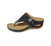 Generisch Tongs pour femme - En cuir noir - Sandales d'été à bout ouvert - Respirantes - Légères - Sandales d'été confortables, Noir , 36 EU