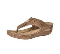 Generisch Tongs pour femme - Sandales à plateforme - Sandales à talon compensé - Sandales de plage confortables - Style bohème - Chaussures de trekking - Semelle intérieure, marron, 35 EU