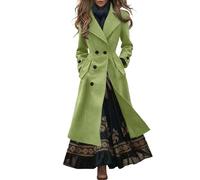 Generisch Trench long pour femme au design western avec double boutonnière pour des tenues d'automne tendance et élégantes au quotidien, vert, S