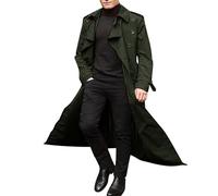Generisch Trench pour homme long automne - Manteau pour homme - Longueur moyenne - Coupe droite - Trench - Double boutonnage - Tendance - Avec ceinture à revers - Coupe-vent - Couleur unie - Loisirs