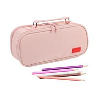 Generisch Trousse à crayons de lycée, trousse à crayons multi-couches - Trousse à crayons pour la maison, la bibliothèque, l'atelier, les cours d'art, l'école et le bureau, Rose, Voir description