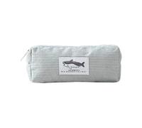 Generisch Trousse à Crayons en Velours côtelé à Large Ouverture, Trousse à Crayons avec Large Ouverture, Motif Requin, Trousse de Maquillage, Fournitures Scolaires pour Filles et, Gris Clair