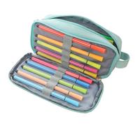 Generisch Trousse - Design double couche avec poignée de transport, trousse d'écolier en tissu Oxford - pour adolescents, filles, femmes, hommes, école, collège, salle de t, Lac bleu, Siehe
