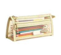 Generisch Trousse transparente double couche avec fermeture éclair, grande | Trousse scolaire pour fille, école, salle de classe, maison, bureau, voyage, crayons de couleur