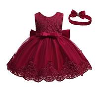 Generisch Tulle Noir Bowknot Princesse Mariage Formel Tutu Robe + Bandeau Ensemble Vêtements Caractéristiques Filles Leggings Avec, Bordeaux, 12-18 mois