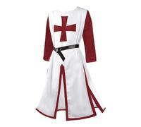 Generisch Tunique médiévale des Croisés Templiers pour homme avec fente latérale Cape Renaissance Costume d'Halloween Jupe blason guerrier Cosplay Costume gothique médiéval