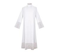 Generisch Tunique médiévale pour homme - Col rond - Uniforme prêtre - Dentelle tendance - Robe biblique médiévale - Robe de carnaval - Costume d'Halloween pour cosplay