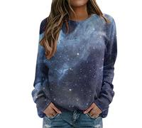 Generisch Tunique tendance pour femme avec dégradé de couleur et col rond - Décontracté - Coupe ample - Manches longues - Tricot doux, Marine, XXL