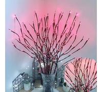 Generisch Twinkle Light Branches for Vases, Lighted Branches for vases Prelit Branches, 30 inch Battery Operated Willow Twig Wedding Romantic Indoor Decoration, Bendable DIY Craft Twigs(Pink)