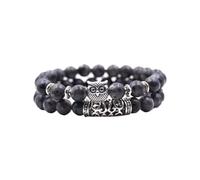 Generisch Uhren Mit Lederarmband Herren Naturstein-Armband, Naturstein-Perlenarmband, Vulkangestein, Roter Stift E, vielseitiges Paar-Armband Organizer Für Schmuckkästchen, Einheitsgröße, Acrylique
