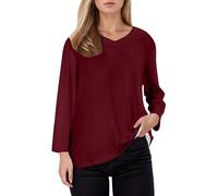 Generisch Un haut tendance et décontracté à manches longues avec col en V et imprimé lettres pour femme, Bordeaux, S