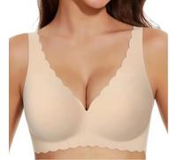 Generisch V Petal Soutien-gorge sans armatures doux avec levage confortable, design sans couture, rallonge pour les loisirs quotidiens, beige, L