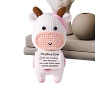 Generisch Vache positive, vache avec soutien émotionnel - Animaux au crochet inspirants - Travail positif au crochet - en tricot inspirante avec carte positive - Jouet éducatif pour la maison