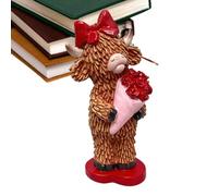 Generisch Vache Saint-Valentin Décoration | Figurines romantiques de vache en résine synthétique Décoration de table de veau pour la Saint-Valentin, la maison, le bureau, l'entrée, la cheminée, le