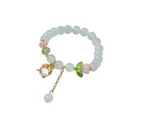 Generisch Valentin Argenté Bracelet Bracelets Classique Bracelet jade chinoises pour sa femme, mère, père, mère, père, usage quotidien Mm Élastique En Bracelet Bijoux (Sky Blue, One Size)