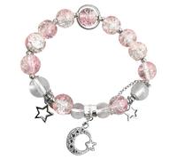 Generisch Valentin Élastique Bracelet Mm Hommes Bijoux Stylish Adjustable Dainty Strand Bracelets Bleu Naturelle Précieuses Cadeau Perlé Bijoux (Pink, One Size)