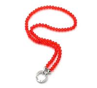 Generisch Vario Collier pour pendentif en strass avec perles en cristal pour femme Bijoux en verre scintillant Mousqueton rond Strass Fermoir Collier de perles 8 mm 60 cm, 60cm, Verre, Zircone cubique