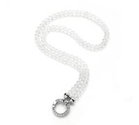 Generisch Vario Collier pour pendentif en strass avec perles en cristal pour femme Bijoux en verre scintillant Mousqueton rond Strass Fermoir Collier de perles 8 mm 60 cm, 60cm, Verre, Zircone cubique