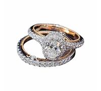 Generisch Veret Bague de fiançailles en argent 925 plaqué argent 925 en or rose avec sertissage de diamants et bague de fiançailles en forme d'œuf d'oie poussin, D, Métal, Pas de pierre précieuse