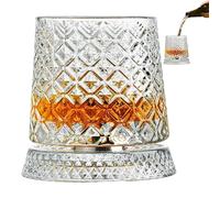 Generisch Verre à vin - Verre à whisky pivotant avec base rotative à 360 ° - Verres à la mode vintage - Pour hommes, pères, maris, fêtes basses, fêtes de Noël, fêtes d'anniversaire et