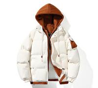 Generisch Veste 2 pièces pour homme avec capuche et bloc de couleur, veste tendance décontractée, ample et confortable pour les affaires et le commerce extérieur, Blanc., M