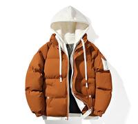 Generisch Veste 2 pièces pour homme avec capuche et bloc de couleur, veste tendance décontractée, ample et confortable pour les affaires et le commerce extérieur, marron, M