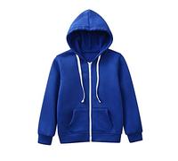 Generisch Veste à capuche avec fermeture éclair pour garçon - Manches longues - Sweatshirt pour enfants comme manteau tendance, bleu foncé, 7-8 ans